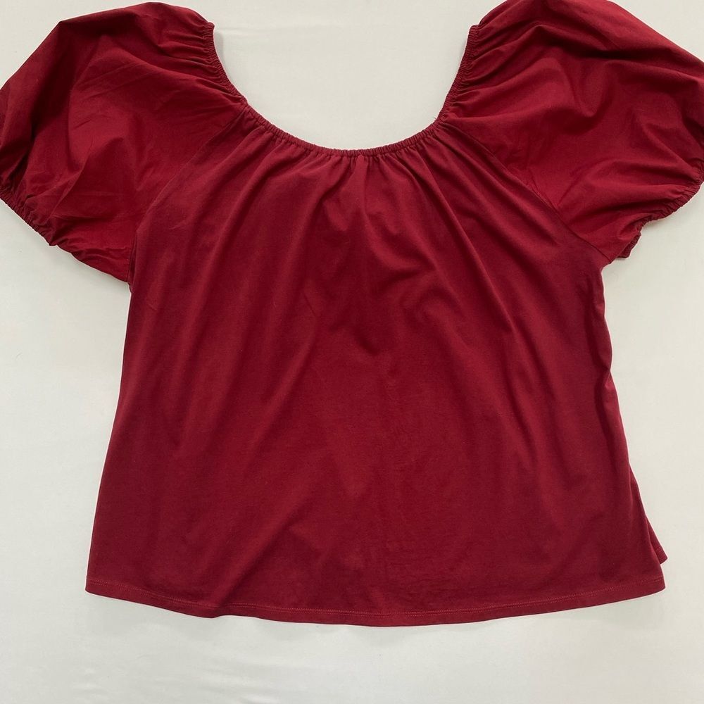a new day Burgundy Puff Sleeve Blouse